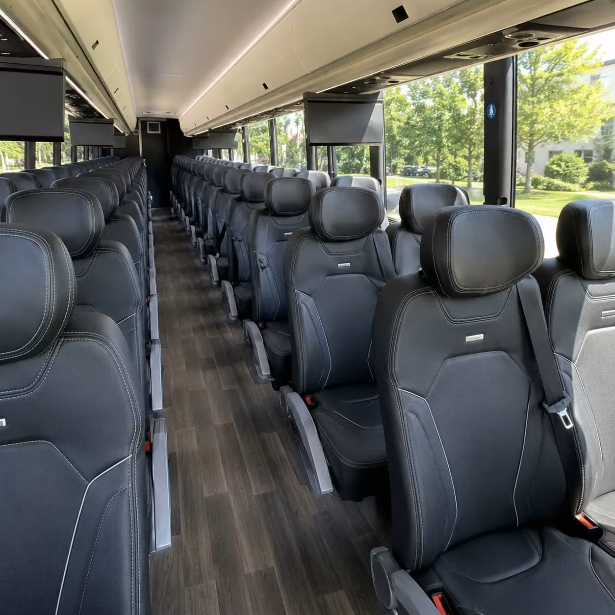 56 passenger charter bus inside